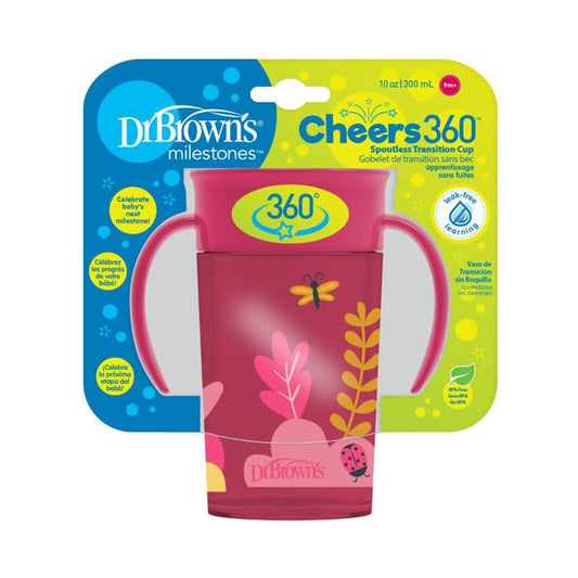 Vaso de Transición sin Boquilla Fucsia con Asas 10oz