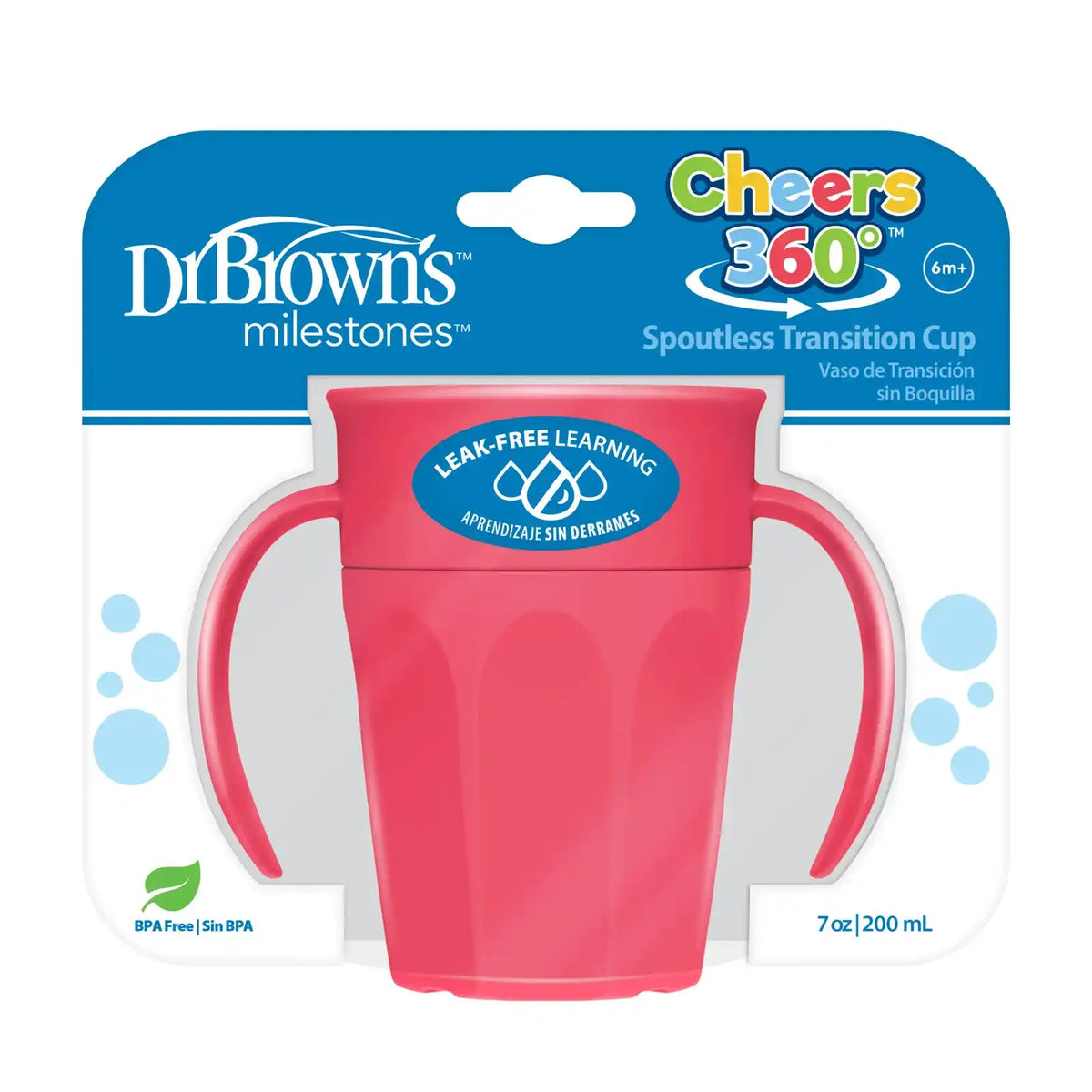 Vaso de Transición Antiderrame 7oz Fucsia Dr. Browns